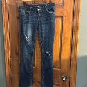Maurices Blue Boot Cut Jeans with Distressed Details